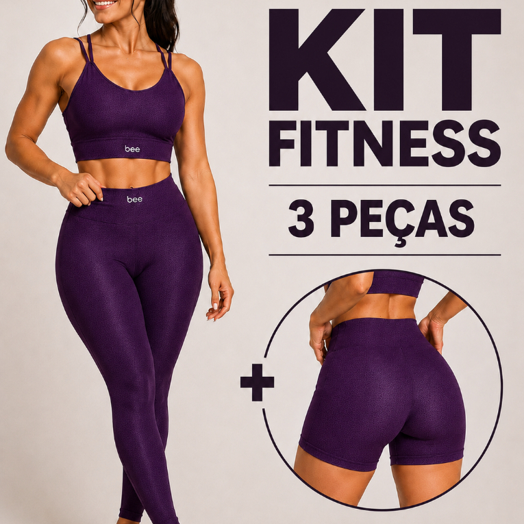 Kit 3 Peças Conjunto Fitness Cropped Short Legging Leg Zero Transparencia Feminino Bee Treino Academia Corrida Crossfit