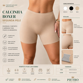 Calcinha Boxer Segunda Pele - Shorts Sem Costura Invisível e Modeladora em Tecido Seamless