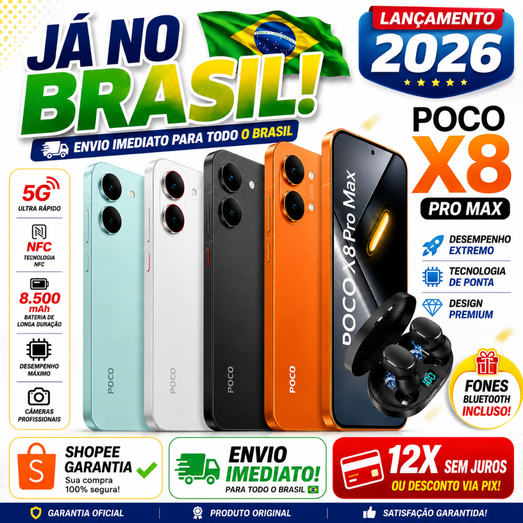 Xiaomi Poco X8 Pro Max 512 GB 12 RAM 5G, Versão Global, Processador Dimensity 95