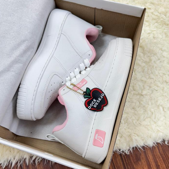 Tênis Branco Feminino Casual Original Estiloso Confortável e Versátil Sola Plataforma Leve e Macio