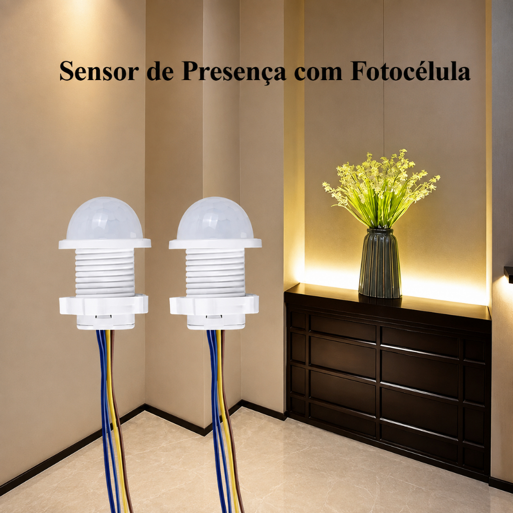 Sensor De Presença Com Fotocélula Capta movimento somente no escuro Para Luminária 110-220v