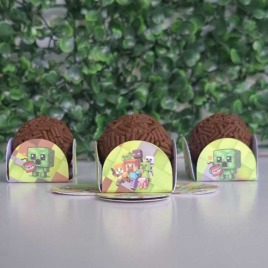 Minecraft Forminhas Personalizadas para Doce Brigadeiro 4 Pétalas N°6 Festa Aniversário