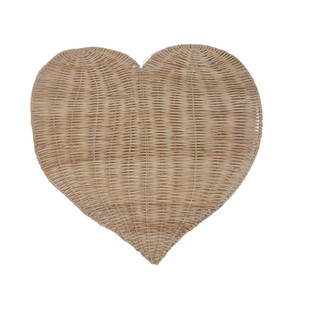 Coração decorativo premium em fibra natural, sousplat, peça de parede