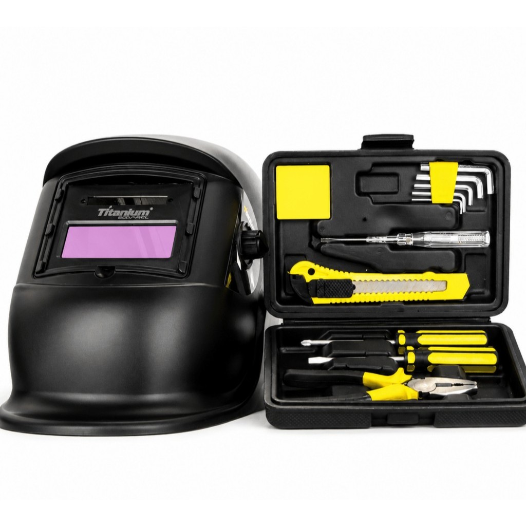 Kit Máscara de Solda Automática DIN 9 a 13 com Jogo Ferramentas 11 Peças