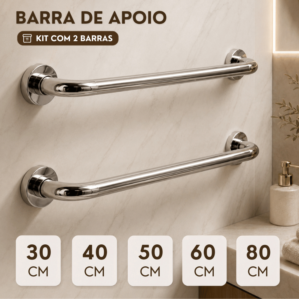 Barra Apoio Antiqueda Inox Banheiro Escada Corrimão Acessibilidade Suporte Idoso Alça PCD