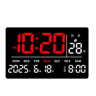 Relógio De Parede Led Digital Grande Data Hora Temperatura Alarme 31 cm Oasis OIH-6238