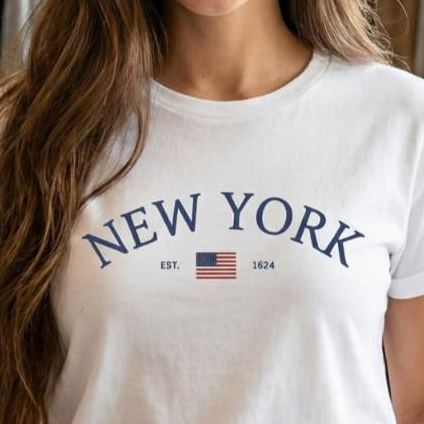 Camiseta Feminina T-shirt Estampada New York - Algodão Premium Fio 30.1 - Casual Estilosa