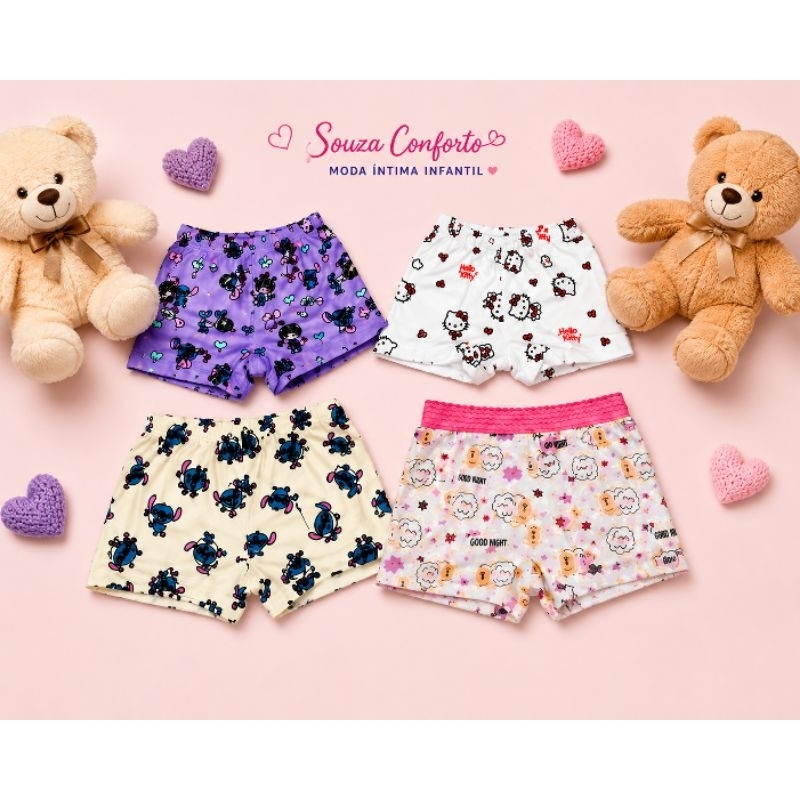 Kit 10 Calcinhas Box Infantil Menina Estampadas Confortáveis Algodão Souza Conforto