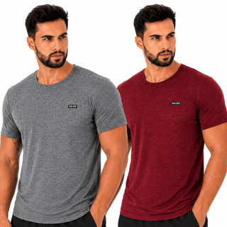 Kit 2 Camisetas Manga Curta Dry Fit Masculina  Casual Treino Academia Esportes Exercícios Corrida