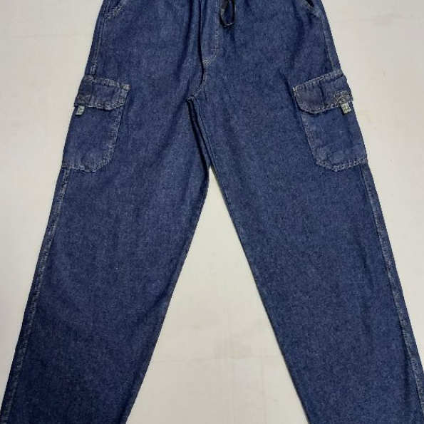 Calça Jeans Cargo Masculina Plus Size Com Elástico Extra