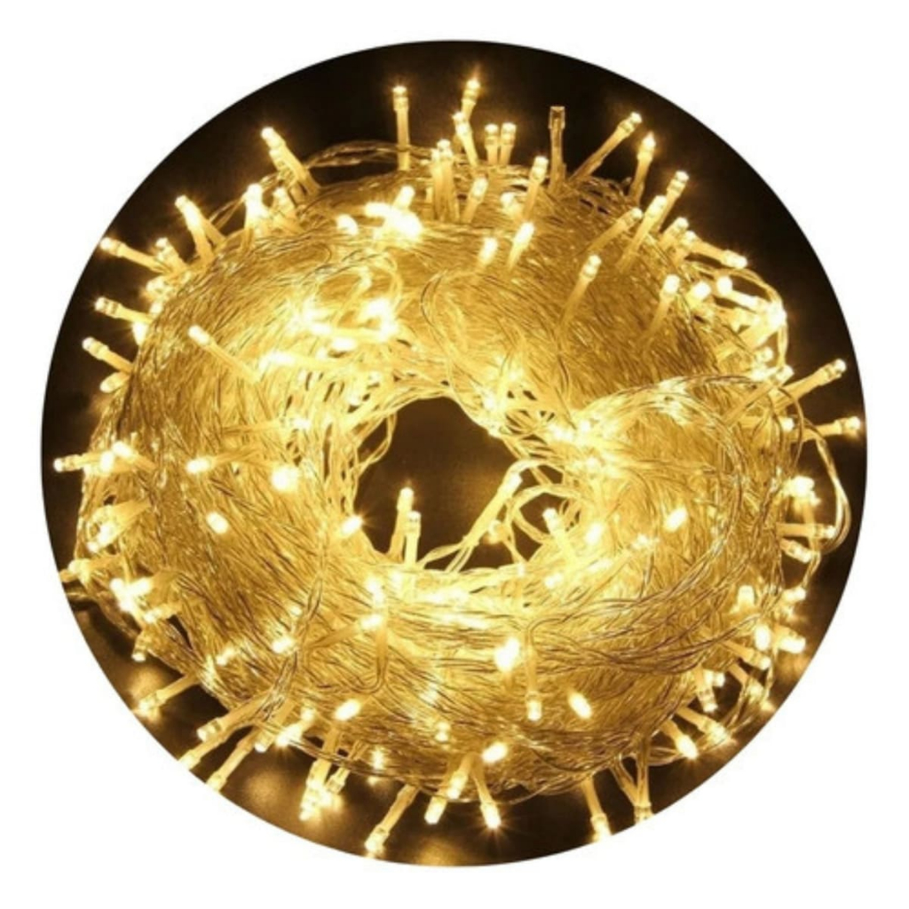 Cordão Pisca de Natal 300 Leds 30 metros Fio Transparente 8 Funções Decoração Para Árvores, Casa e Festas LuvinCo