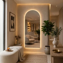 Espelho LED Corpo Inteiro 160x70cm Portal Grande Luz Amarela Para Quarto Closet Estúdio Barbearia