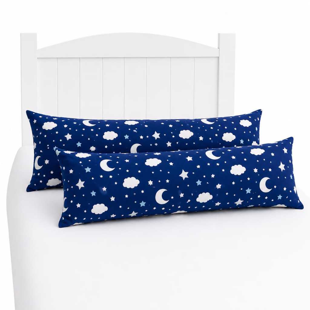Kit 2 Travesseiro de Corpo Xuxinho 85x25 Super Macio Enchimento Silicone Luxo Casa Quarto Decoração