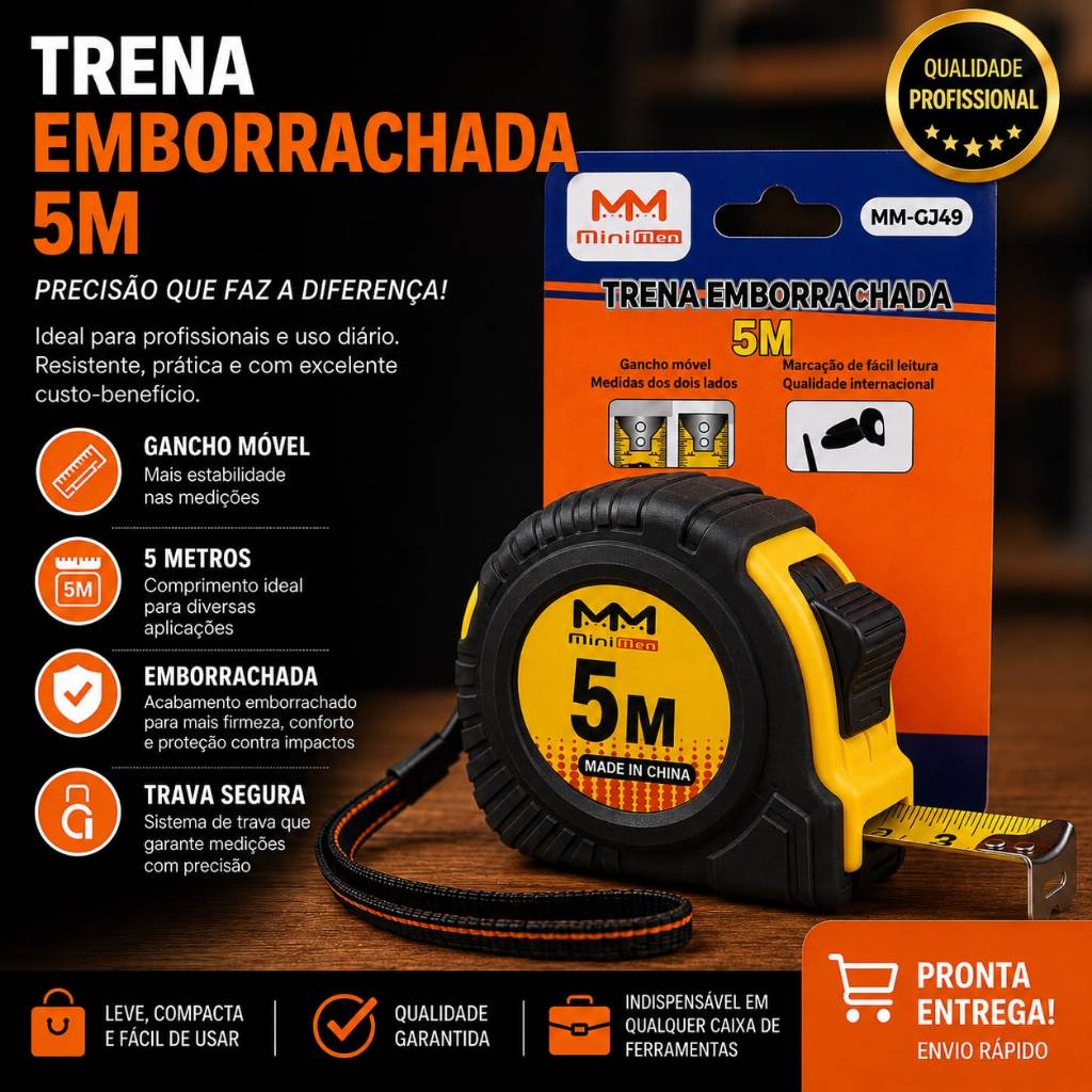 Trena Emborrachada Profissional 5 Metros (5M / 16FT) com Trava