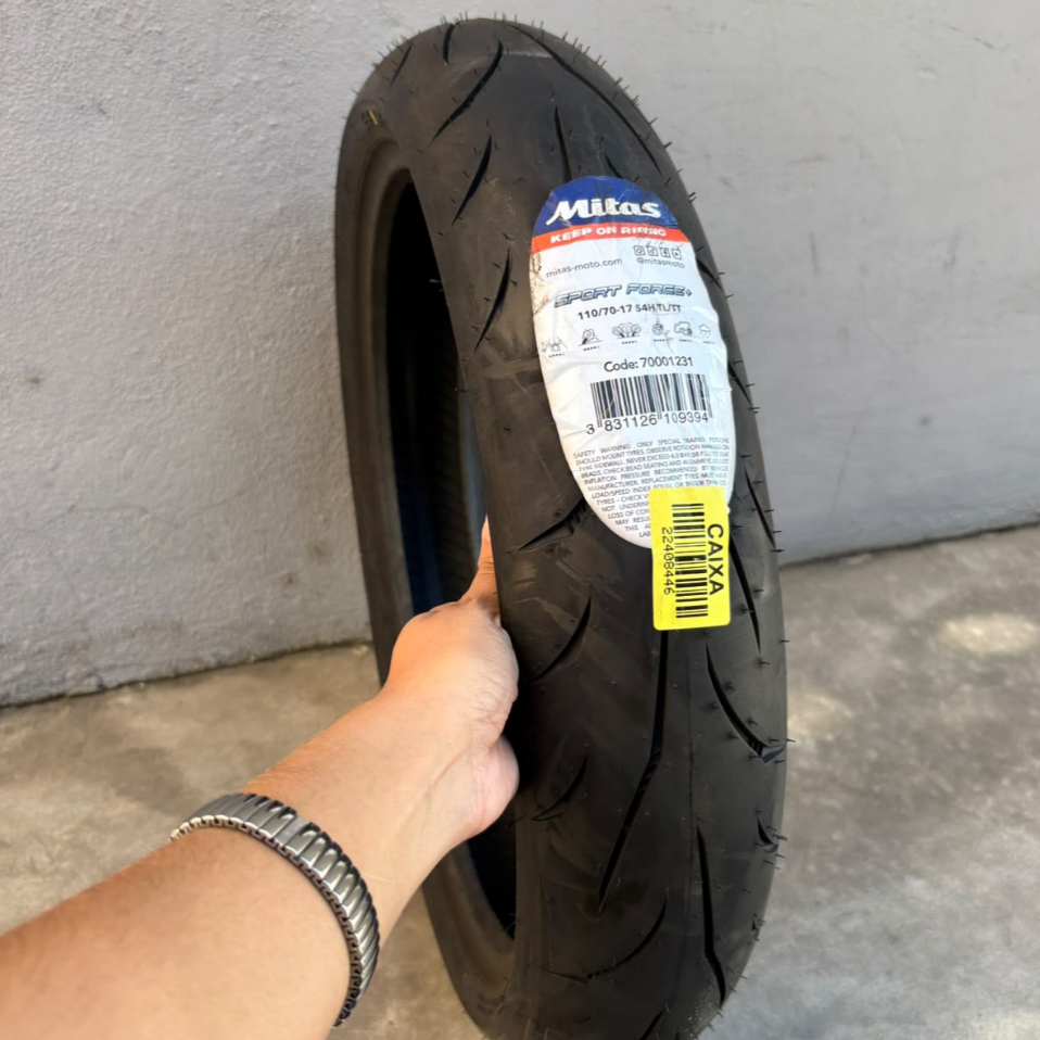 Pneu Dianteiro MT03 110/70-17 Mitas Sport Force CB300 Twister Sem Câmara