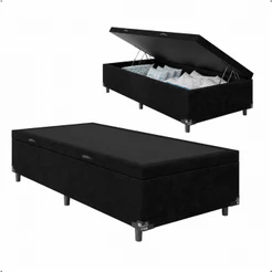 Baú Box Solteiro - Suede Preto