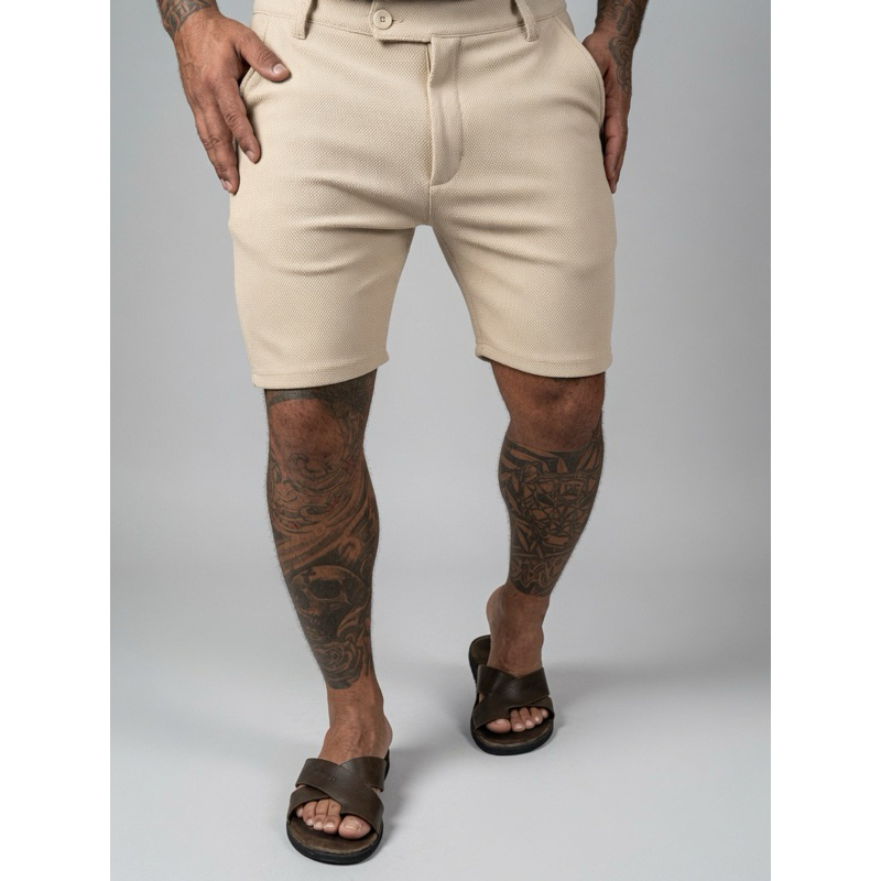 Bermuda Masculina Roma corte  Alfaiataria Premium com Elastano e Zíper | Bermuda Social Casual Verão