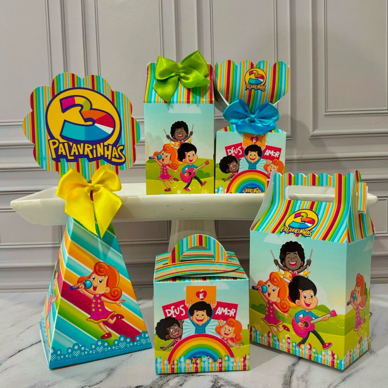 Kit Caixas Personalizadas 3 Palavrinhas /festa/ aniversário/ mimo/ papelaria/lembrancinhas