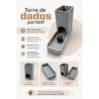 Torre de dados, dice tower, RPG, D&D, jogo de tabuleiro, cinza, Modelo pedregoso, Impressão 3d