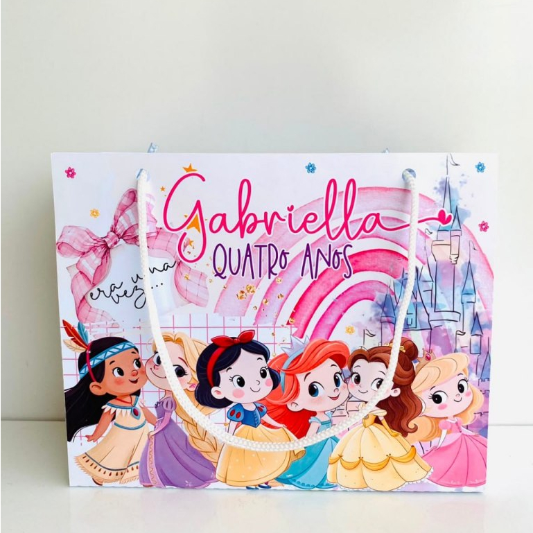 Sacola Personalizada Princesas Baby Lembrancinha (Pegue e Monte) Aniversário Infantil NOME E IDADE