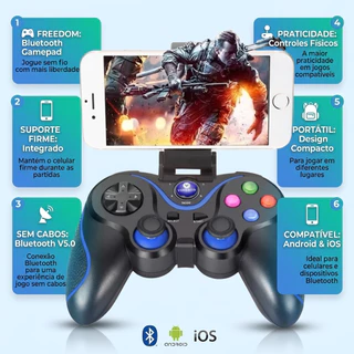 Gamepad Bluetooth para celular com suporte
