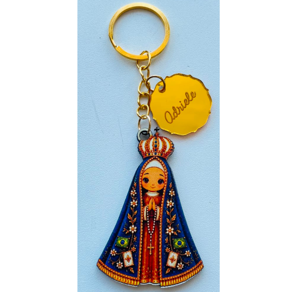 Nossa Senhora - Chaveiro Personalizado MDF brilhoso Lembrancinha Infantil Aniversário Batizado Crisma Igreja