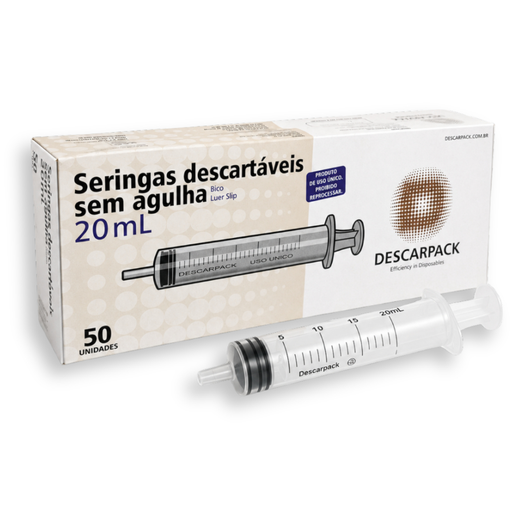 Seringa 20ml Descarpack Luer Slip Sem Agulha C/50un