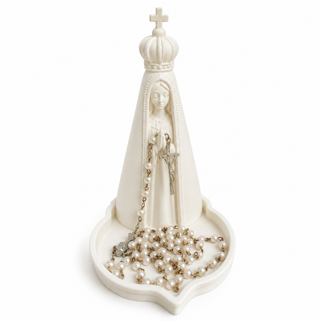 Nossa Senhora de Fátima com Porta Terço - Imagem Santa Religiosa Oratório Presente Católico