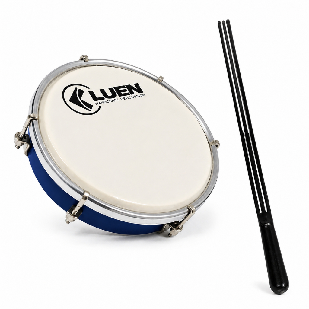 Tamborim 6" Azul Luen Pele Leitosa + Baqueta + Chave Completo para Samba e Pagode