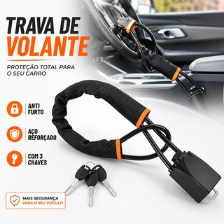 Trava Antifurto para Volante de Carro com Cinto de Segurança Universal 3 Chaves Anti-Roubo
