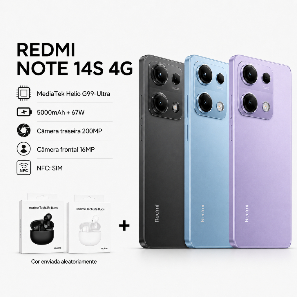 Xiaomi Redmi Note 14S 4G Global 8+256GB | 200MP | Helio G99-Ultra | Kit + Fone R