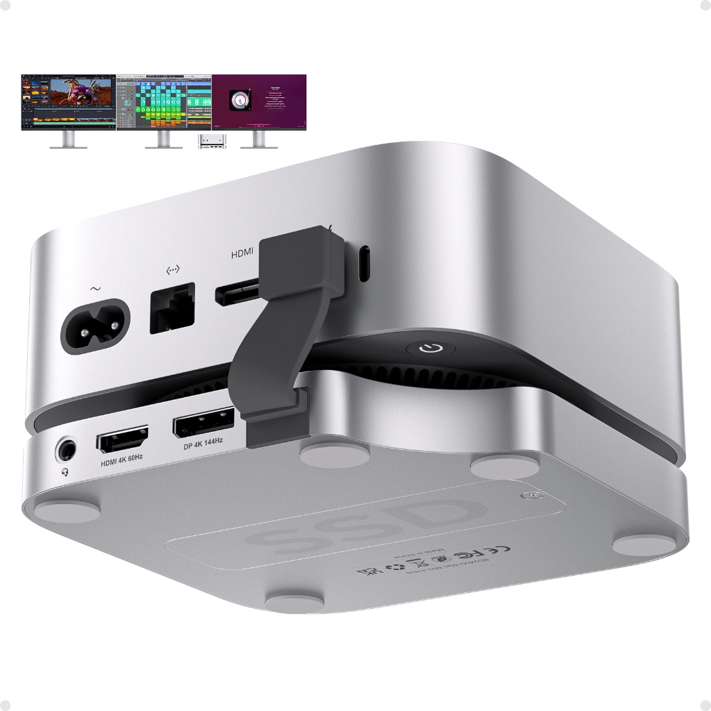 Base Dock PULWTOP para Mac mini M4 com DP 4K144Hz, HDMI 4K60Hz e gabinete para S