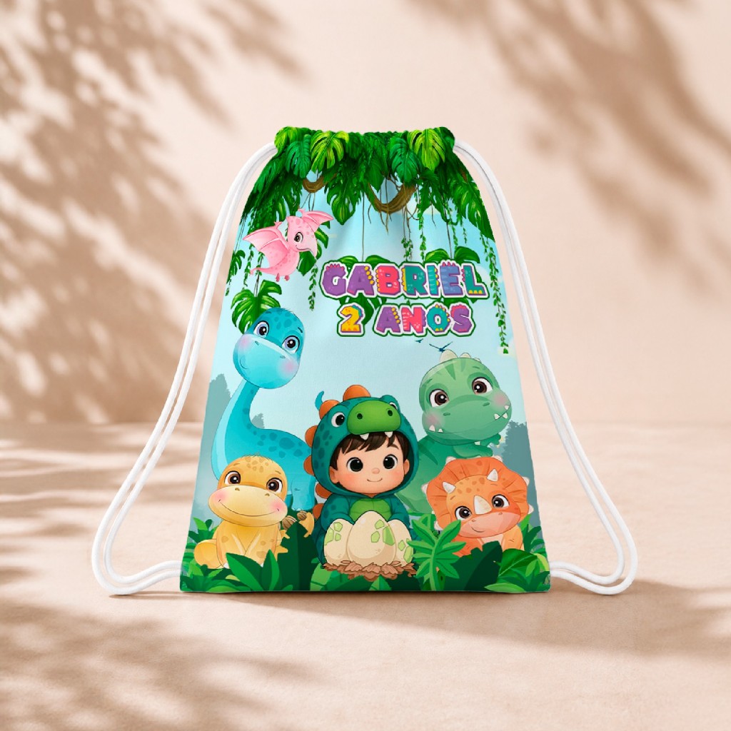 10 Mochila Personalizada Infantil 18x26 Sacolinhas Surpresa Festa Aniversário Lembrancinha Dinossauros Dinossauro Cute 2