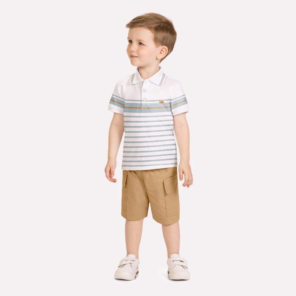 Conjunto Infantil Masculino Listras Gola Polo Milon - Ref. 2001797