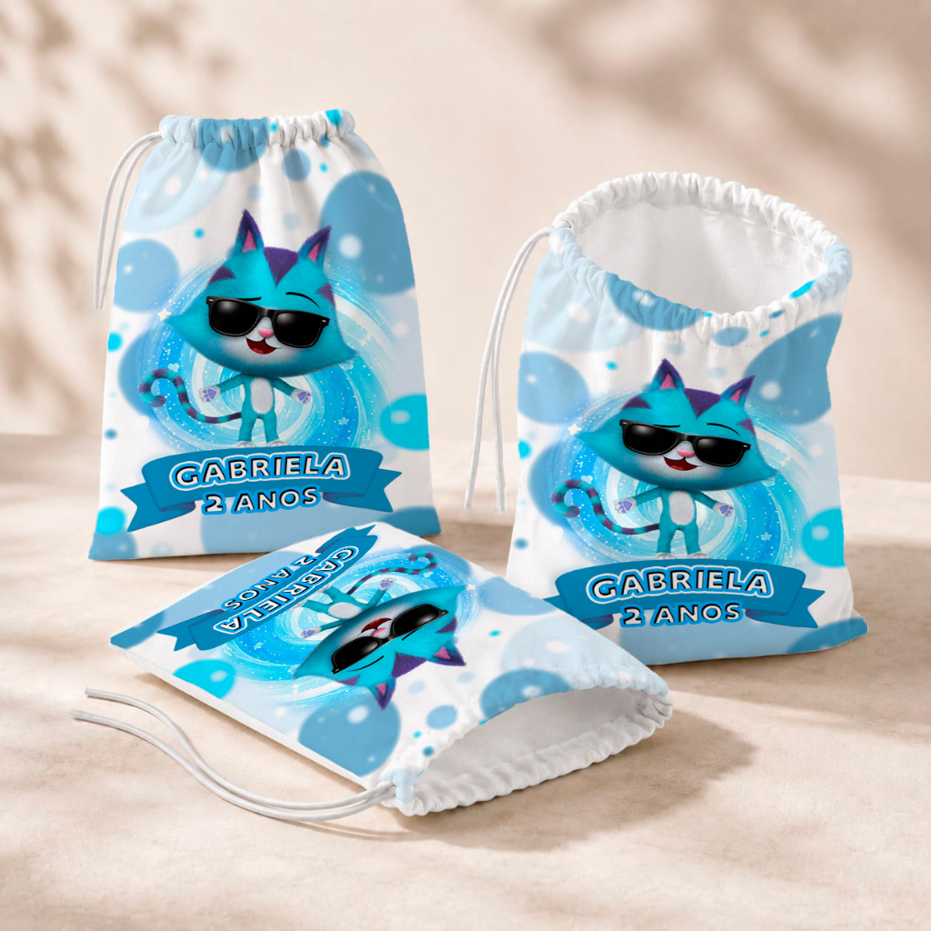 20 Sacolinhas Personalizada Festa Infantil 18x26 Aniversário Lembrancinha A Casa Mágica da Gabby Gatuno