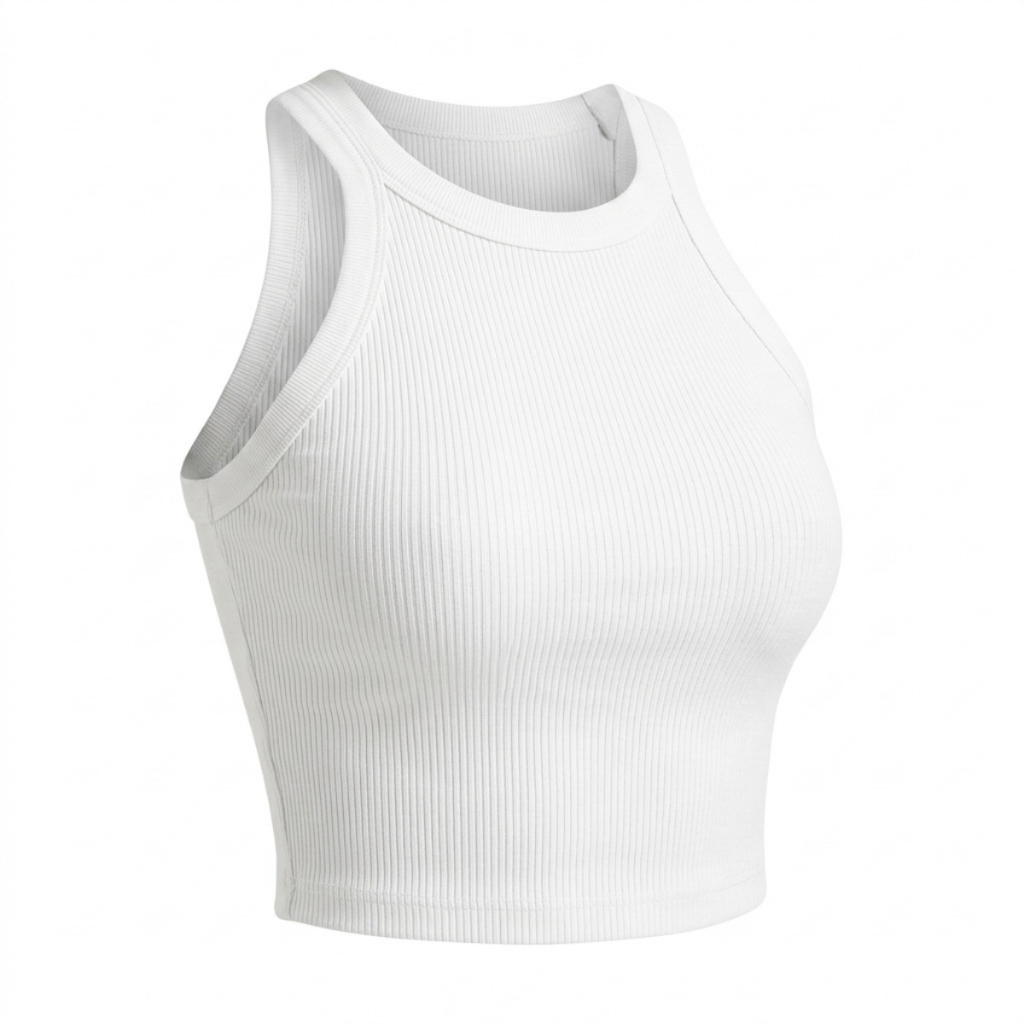 Cropped Feminino Regata Canelado Alça Fina Casual Básico Ajustado Confortável Blusinha Versátil Moda