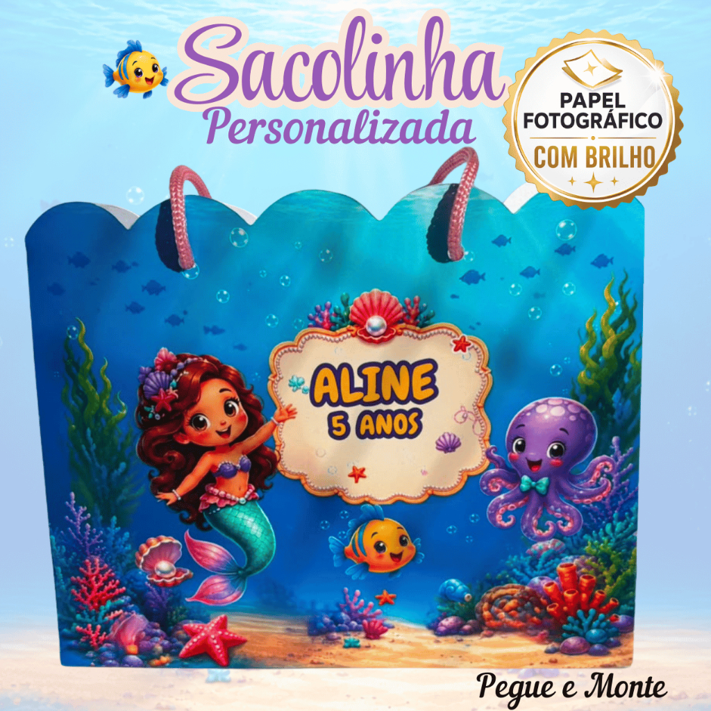 Kit 10 Sacolinhas Personalizadas Pegue e Monte 20x16x7cm – Lembrancinha para Festa