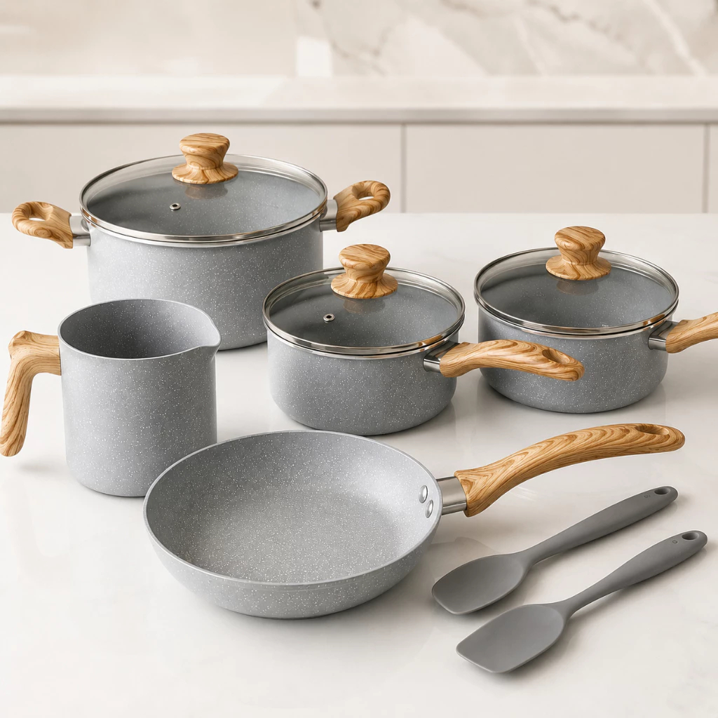 jogo de panelas indução brinox cerâmica 7 peças easy gris