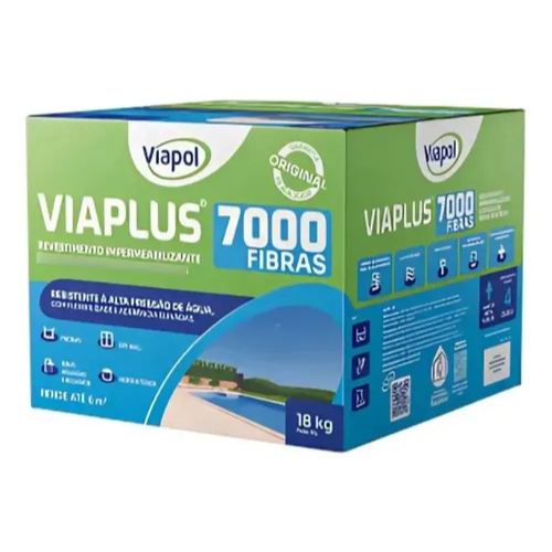 Viaplus 7000 Fibras Revestimento Impermeabilizante Flexível Viapol 18kg