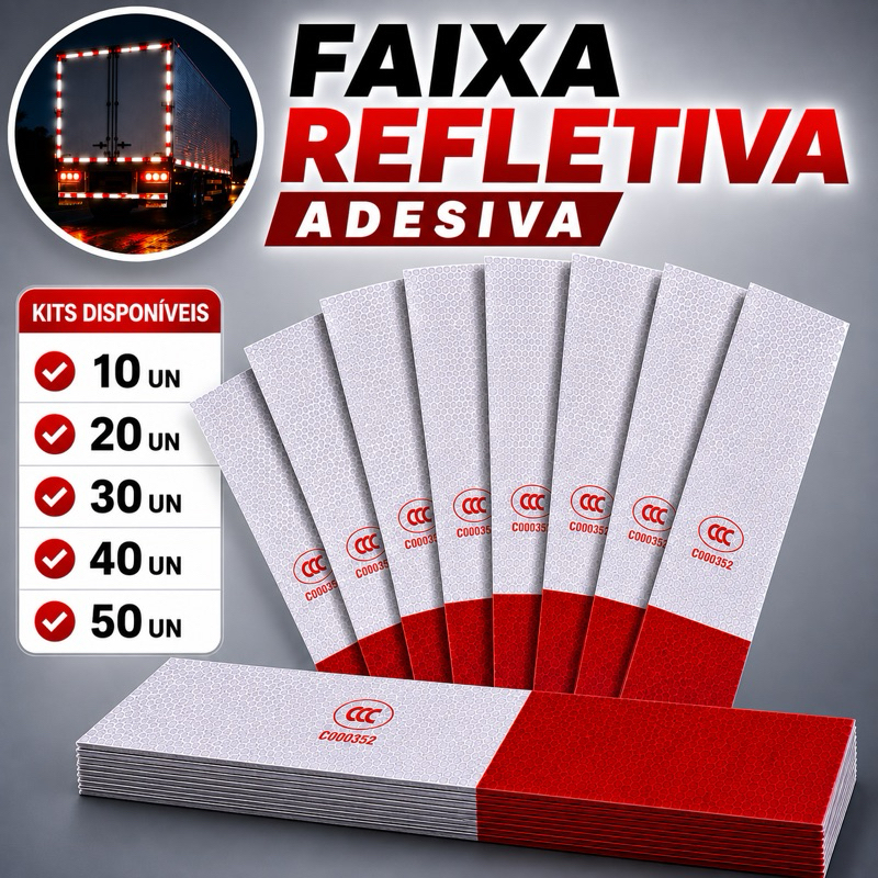 Kit Faixa Refletiva Para Caminhão Van Onibus Carreta Adesivo Traseiro Fita de Reboque Carretinha Parachoque Segurança