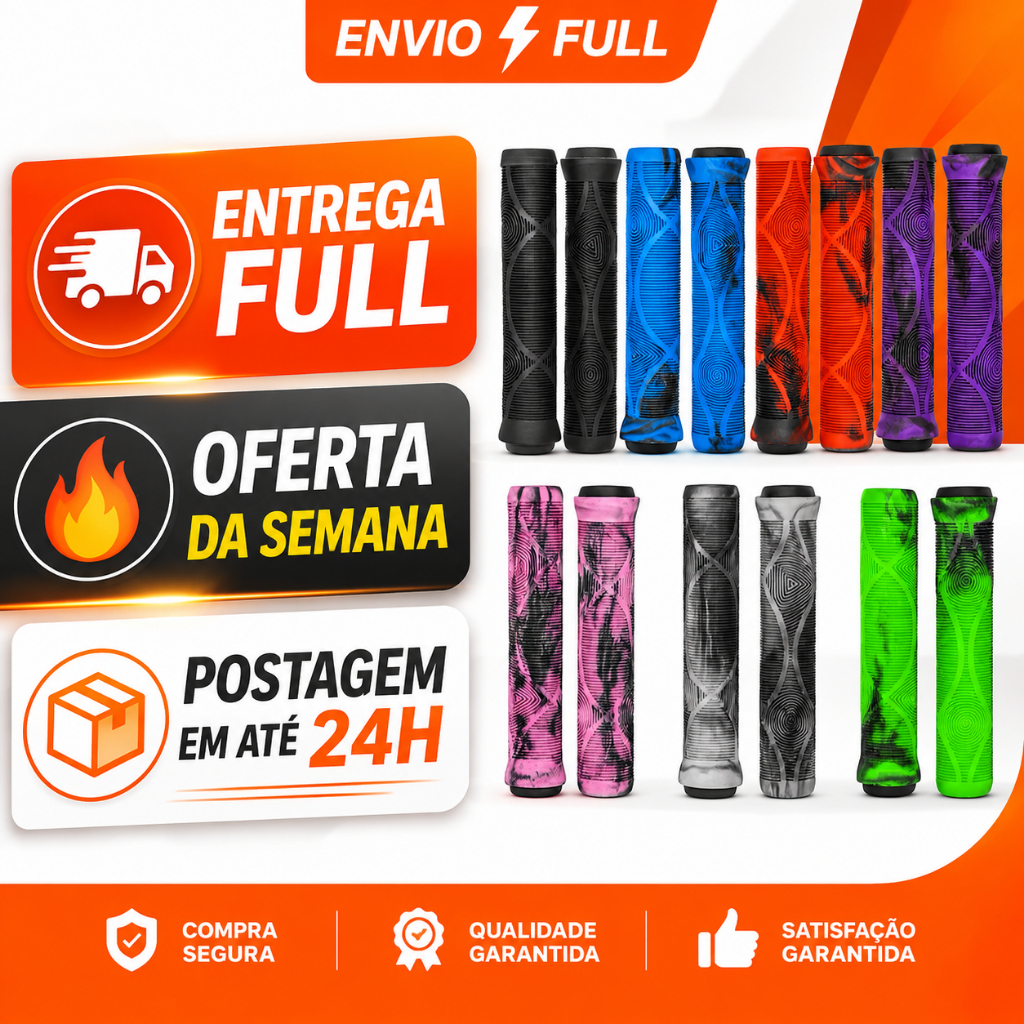 Par de Manoplas Freeride Gta 165mm P/ Bmx, Mtb, Bike Dh E Grau - Tipo GIOS / Gigante