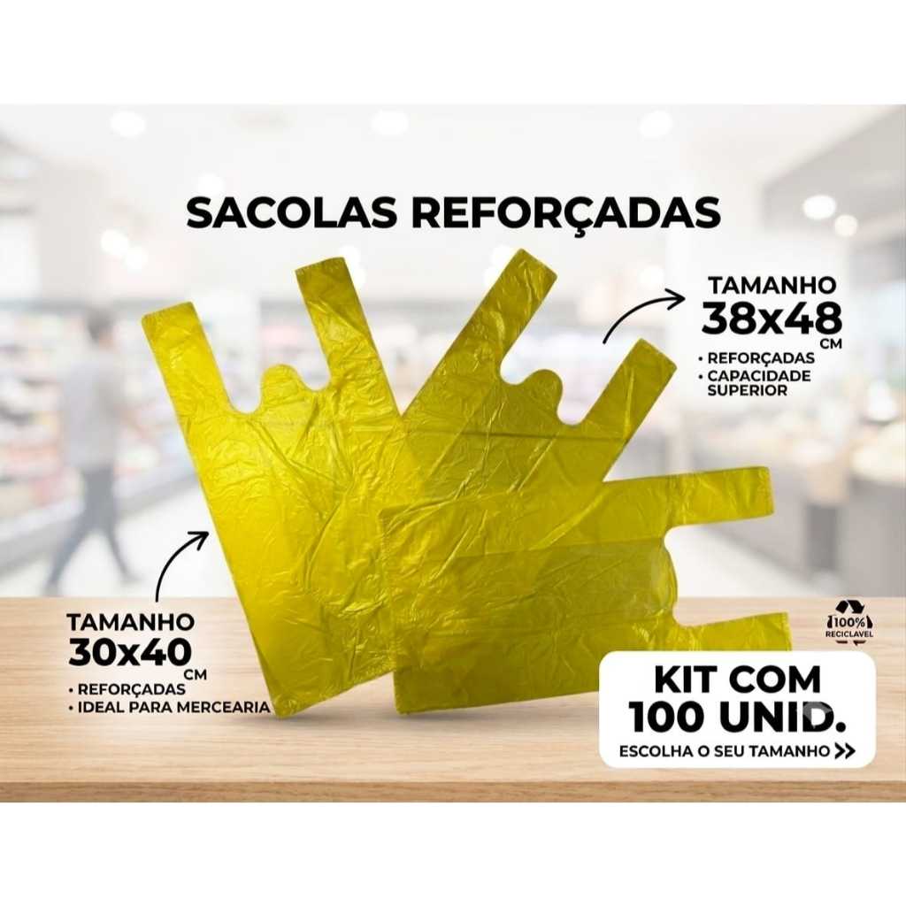 Sacola Plástica Amarela Reforçada de Mercado Uso Geral