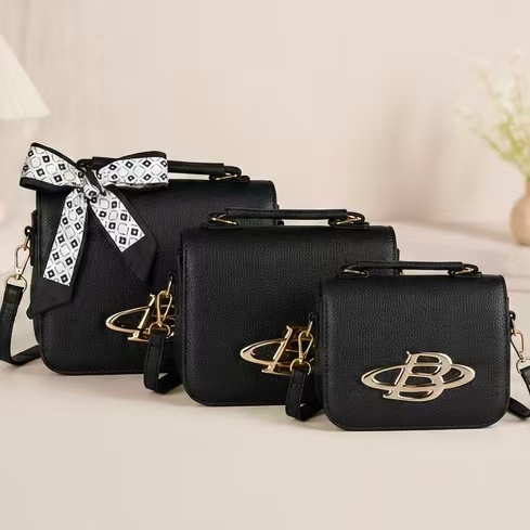Kit 3 peças Bolsa Feminina Com Laço Elegante Couro PU Bolsa Transversal Bolsa De Mão Fecho zíper Para Festa Trabalho