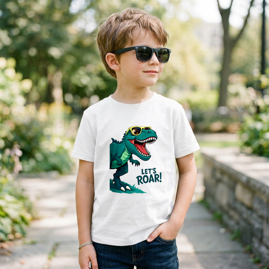 Camiseta Infantil Dinossauro 100% Algodão Kids Moda Infantil Premium Macio Confortavel