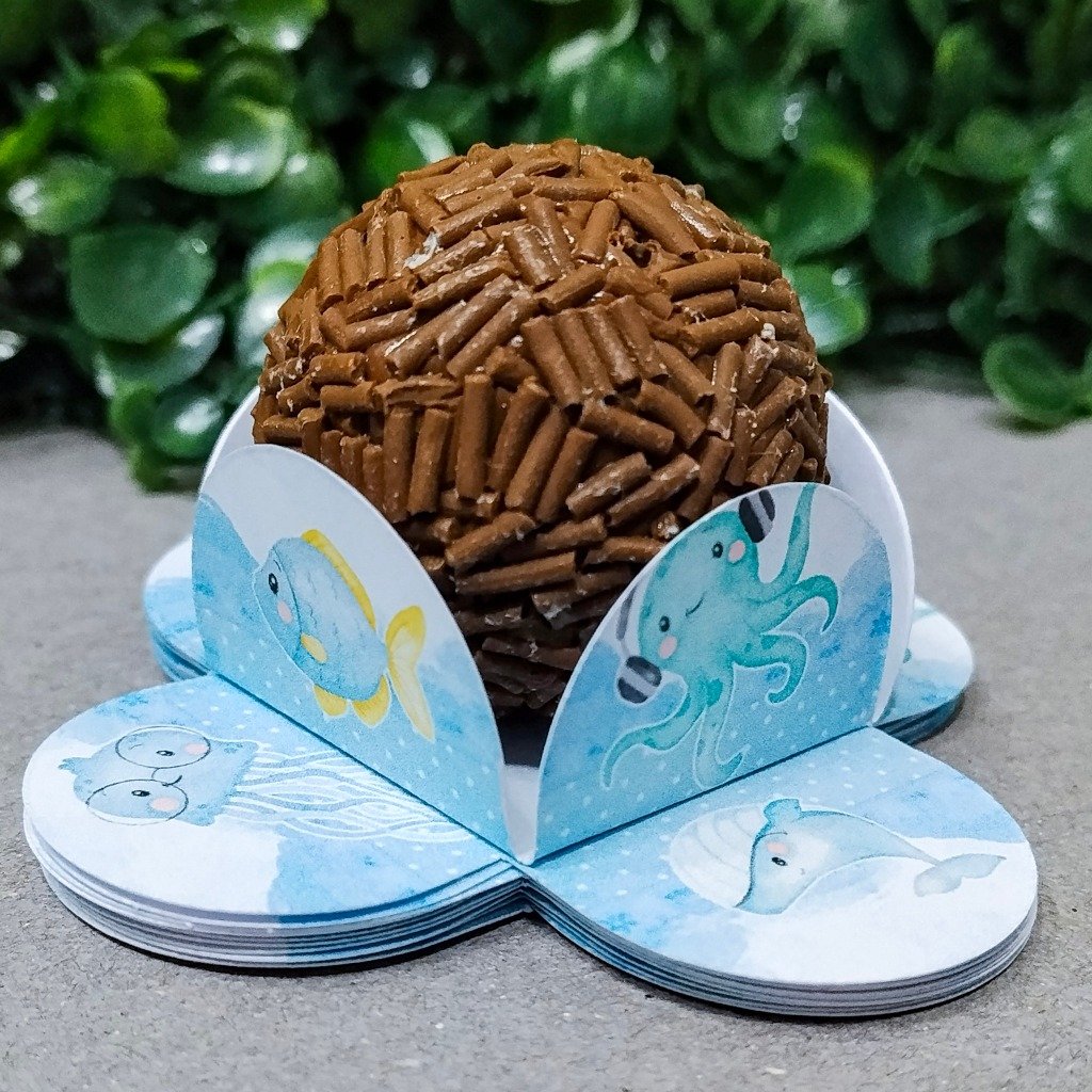 Forminha de Doce Fundo do Mar 4 Petalas Kit 50 100 200 300 Unidades Festa Infantil Pronta Entrega Envio Rapido