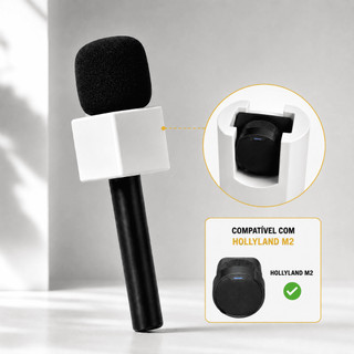 Suporte de Mão Adaptador com Canopla para Microfone Lapela Redondo Hollyland Lark M2 Entrevista Vídeo Reportagem