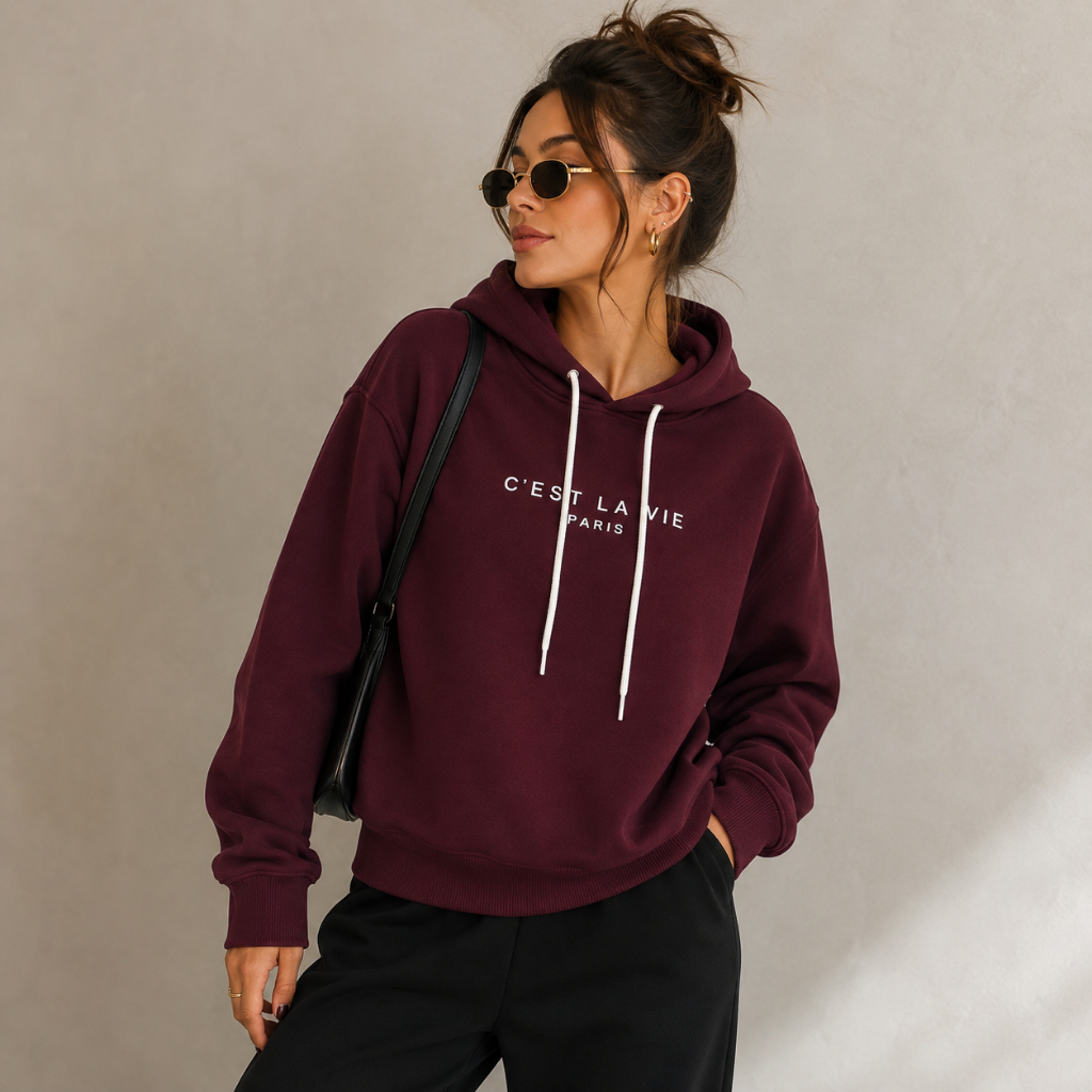 Moletom Canguru Estampado C'Est La Vie Unissex Estiloso Street Wear Descolado Conforto Quentinho
