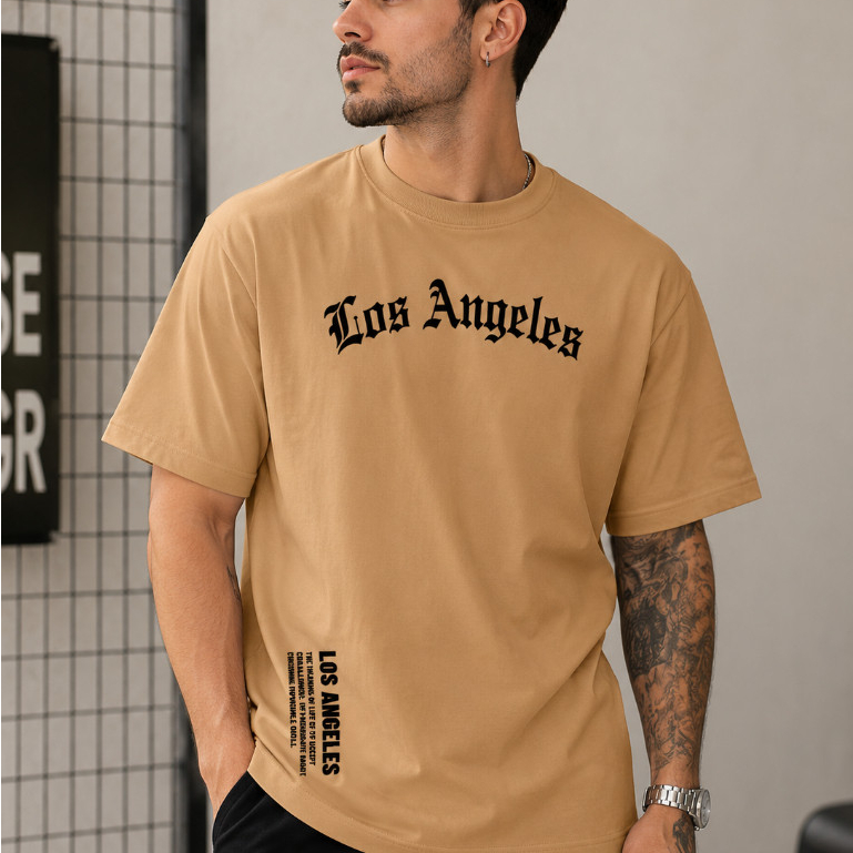 Camiseta Masculina Casual de Algodão com Estampa de Los Angeles Alta Qualidade ENVIO IMEDIATO