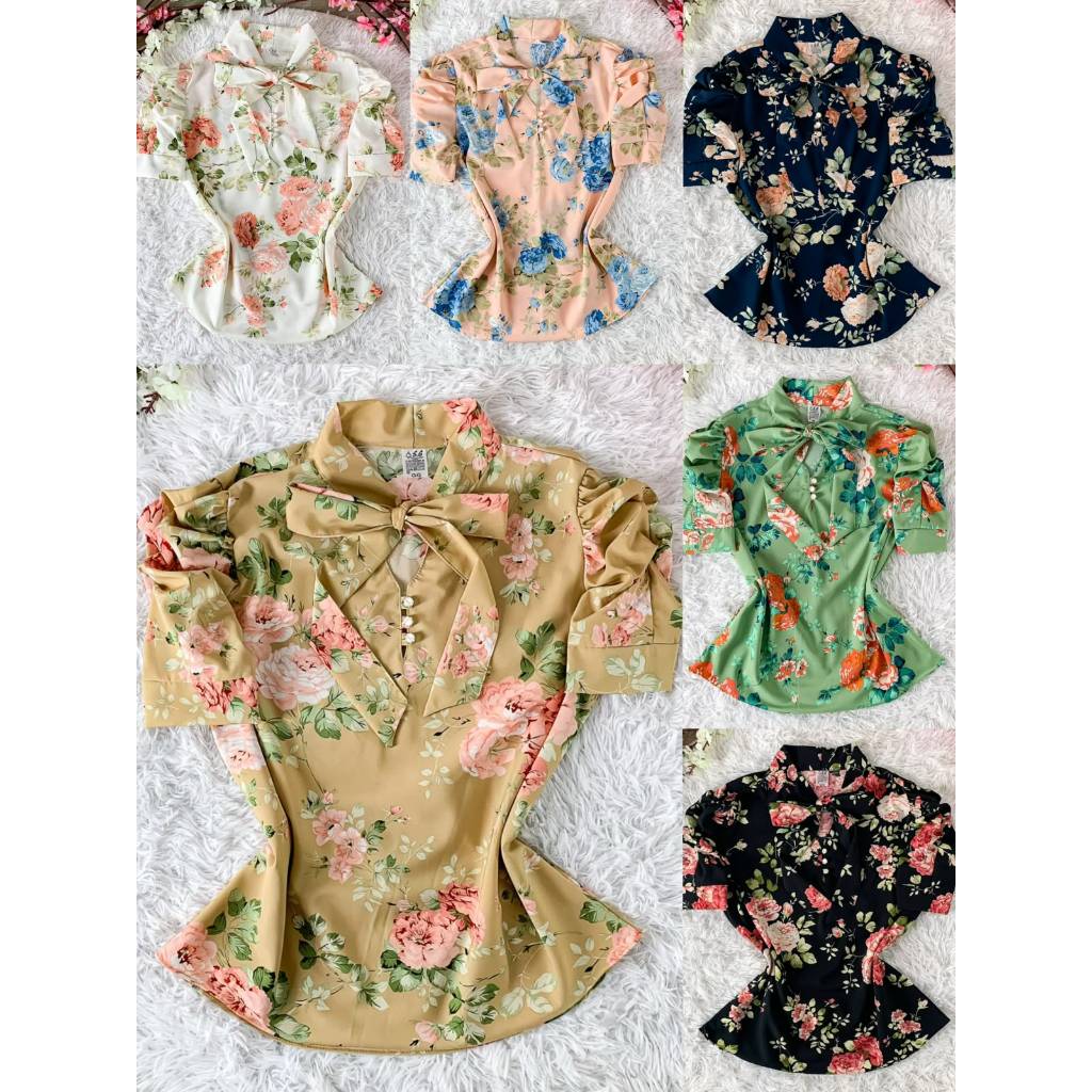 Blusa Feminina Manga Curta Bufante Com Laçinho e Botão Cód.012