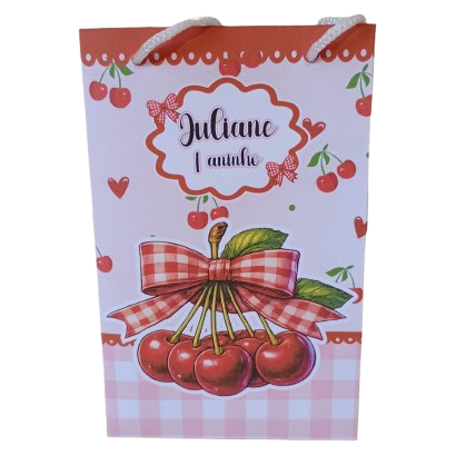 PEGUE E MONTE Sacolinha/Bolsinha (PEQUENA) Personalizada  CEREJINHA Festa Surpresa Mimos Lembrancinhas
